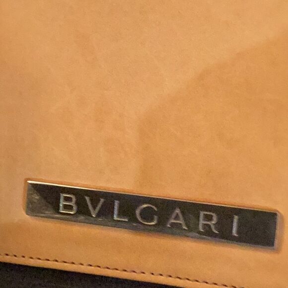 BVLGARI SHOULDER SATCHEL HANDBAG LEATHER CANVAS - Picture 4 of 5